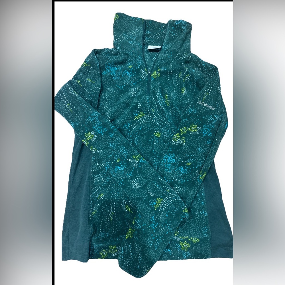 Columbia Womens 1/4 Zip Fleece Pullover Size Medium Green  Lightweight‎